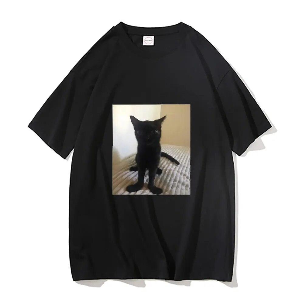 Big Foot Jinx T-shirt Black Cat Pattern Tshirt Funny Unisex Women T Shirts Unisex Cotton Tops Spring New Round Neck Tee Short Sleeve
