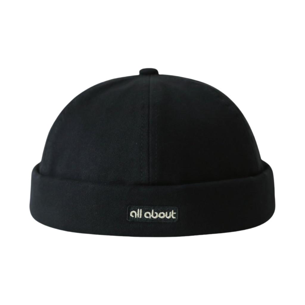 Qzkouma and Brimless Roll Cotton Retro Watch Men's Women's Cap, Cap, Adjustable, AAD-54 (Black)