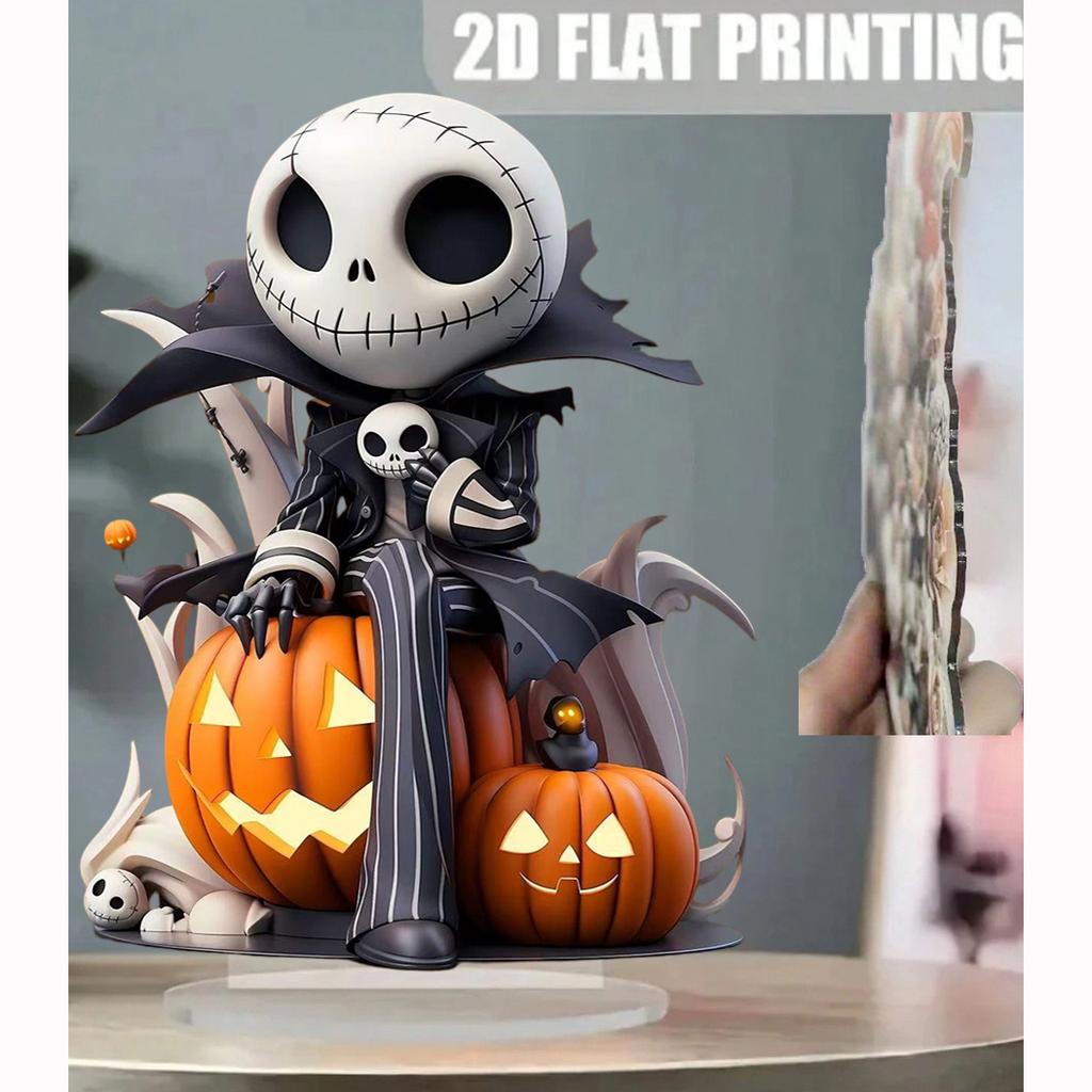 Halloween Kürbis Skelett Mann 2D Flache Acrylfigur Zuhause Büro Café Zimmer Studio Vitrine Tisch Ornament Desktop Deko