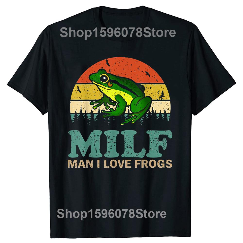 DILF I Love Frogs Funny Frog Tee Tops Round Neck Short-Sleeve Fashion Tshirt Clothing Casual Basic Milf T-shirts