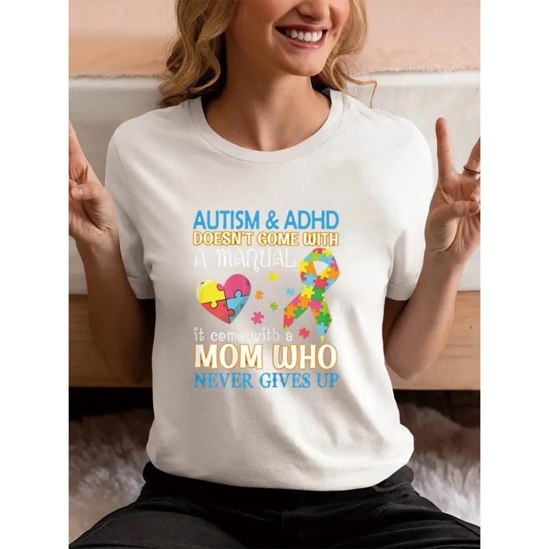 

Аутизм СДВГ не поставляется с руководством, оно поставляется с мамой Футболка модная одежда забавный подарок футболка с круглым вырезом летняя футболка 6XL