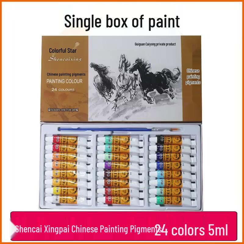 Chinesische Malpigmente & Werkzeuge Set - 12, 18, 24 Farben für Schüler & Anfänger Kunst