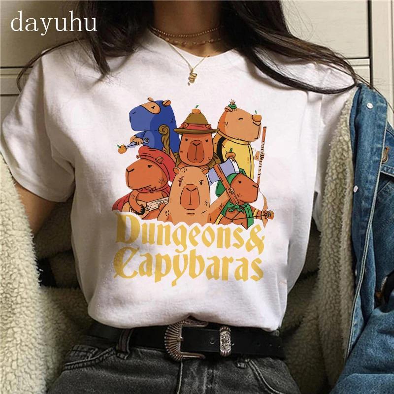 Clothes Girl Capybaras T Shirt Female Casual Top Clothes Funny Capybara Tshirt Women T-Shirt Capibara Cartoons