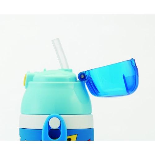 Skater Stainless Steel Children's Water Bottle 380ml Straw Drinking 3D Plarail SSPV4 Blue