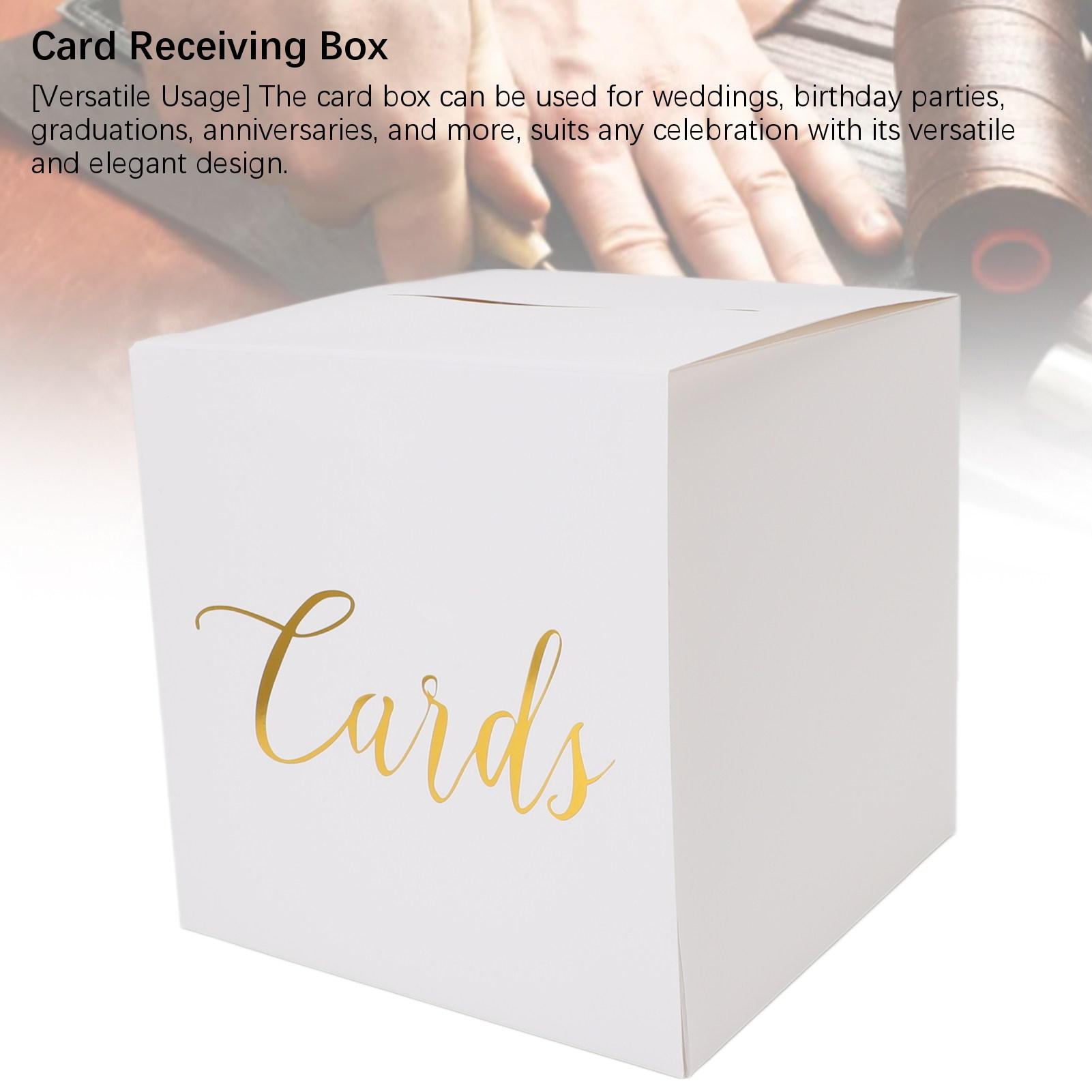 

White Card Box 22x22x22.5cm Simple Elegant Card Receiving Box with 10 Blank Cards for Wedding Party Graduation Ceremony
