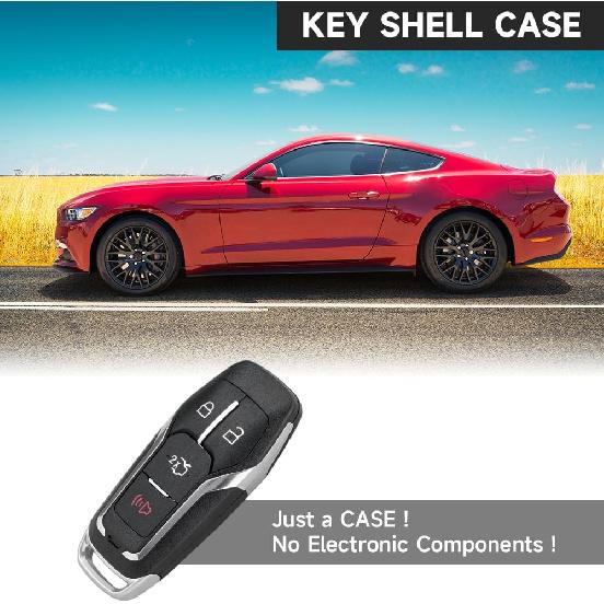 Key Fob Cover Shell Case Replacement 4 Buttons Key Fob Remote Control Shell Case - Compatible for Ford Explorer Edge 2016-2017 for Ford for Mustang