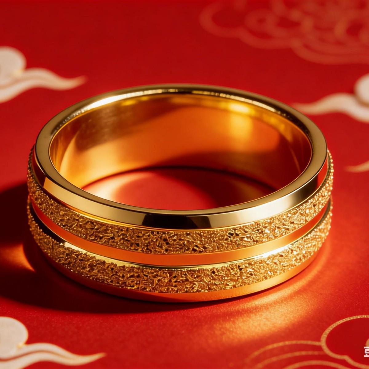 

Vietnam Gold Sand Fire-Resistant Unisex Ring: Color-Preserving Electroplated Fashion Jewelry One Size золотой