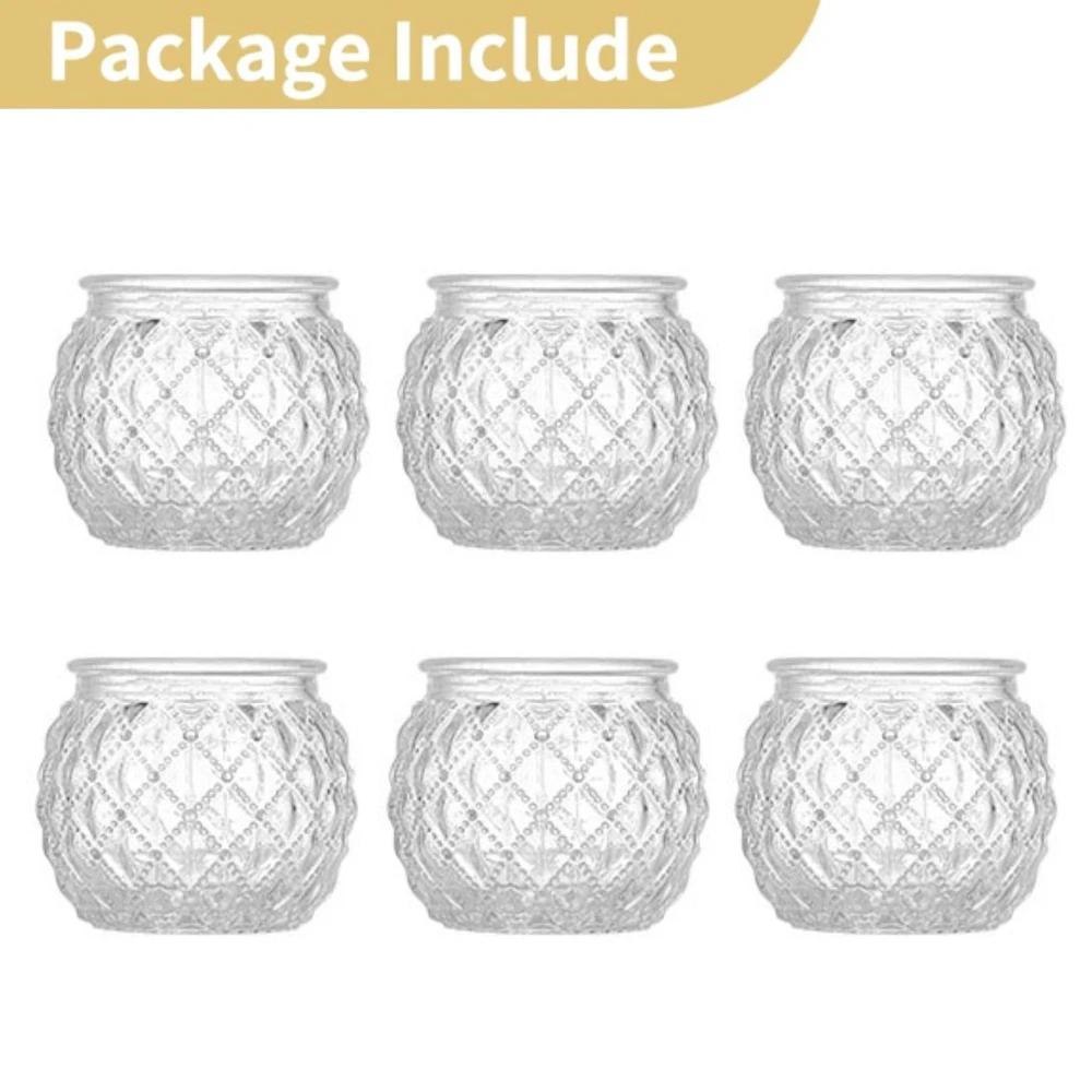 

6/12Pcs Votive Glass Candle Holders Round Tea Light Candlestick Flameless LED Tea Light Holder for Wedding Home Table Decor