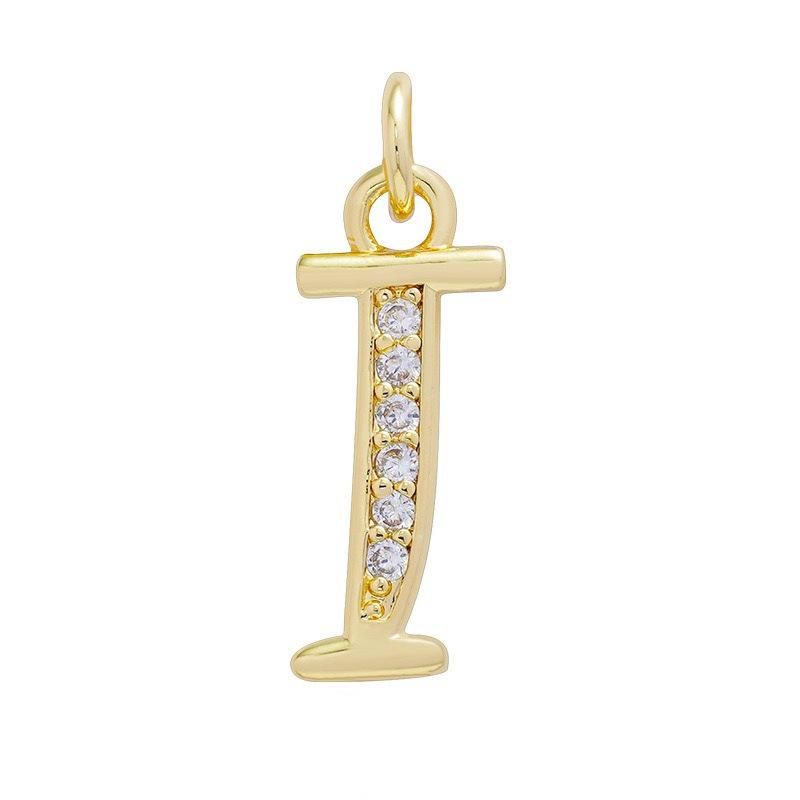 European & American Gold-Plated Copper Zircon Letter Necklace - High-End DIY Jewelry Accessory