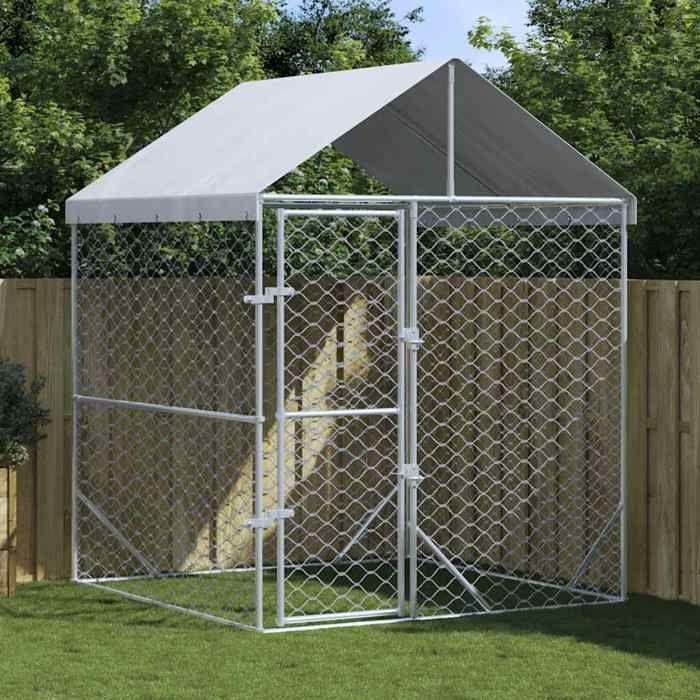VidaXL Outdoor Dog Kennel with Silver Roof 2x2x2.5 M 153675