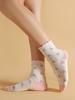 1 pack Cotton Socks Versatile Knitted Cute Girl Sweat Absorption Cherry pattern Mid-calf Casual Socks