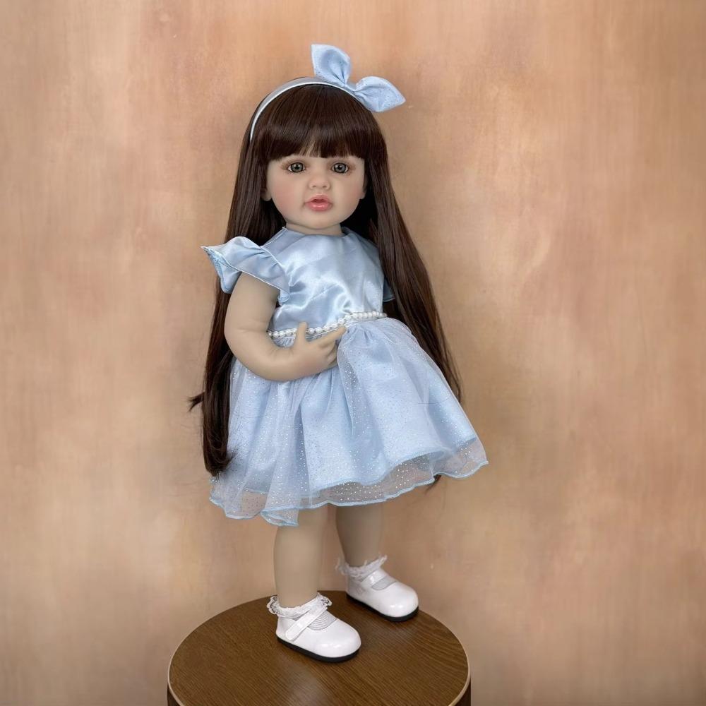 22'' 55cm Realistic Rebron Dolls Betty Full Vinyl Girl Doll Alive Rebirth Doll Can Stand Lifelike Simulation Baby Doll Wearing Floral Suits Kid Gift