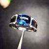 Blue Topaz Emerald Cut Gemstone With 925 Sterling Silver Ring For Men's #37 JL375718207060