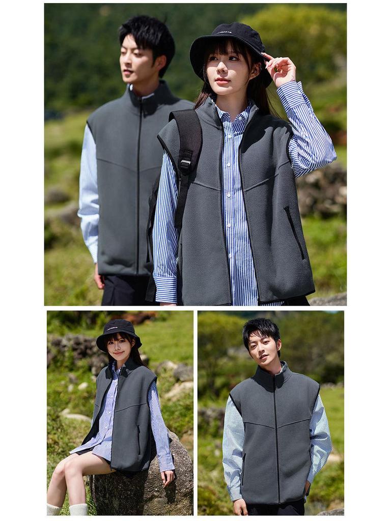 Customized Logo Fleece Vest for Education and Training Institutions - Stand-up Collar Sleeveless Outerwear