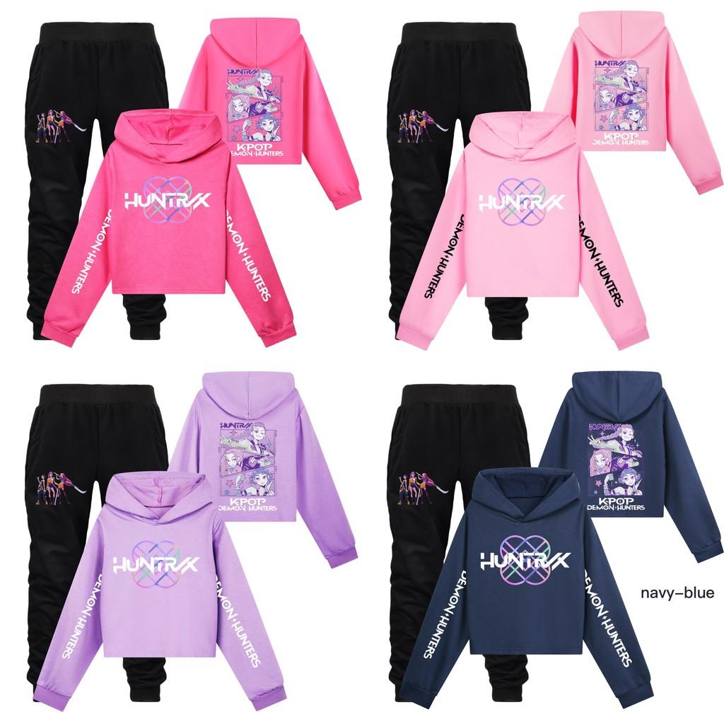 Kpop Demon Hunters Girl Child Hoodie Sweatsuit With Soft Cotton Fabric For Active Play
