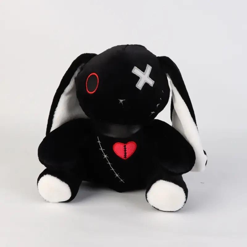 

Creepy Goth Bunny Plush Black And White Contrasting Crazy Rabbit Spooky Gothic Bunny CuteStuffed Animal Halloween birthday Gift 25cm