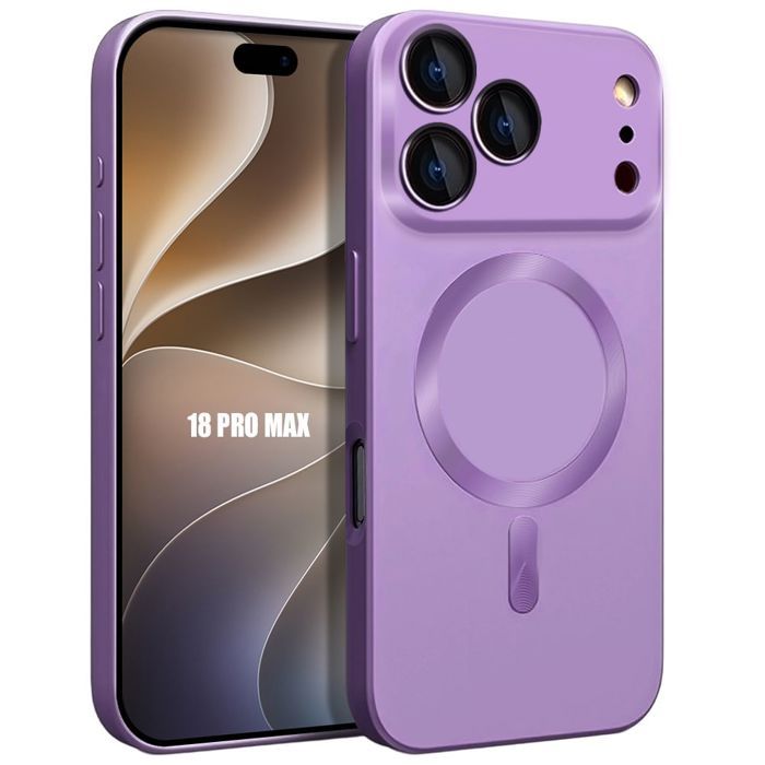 Coque pour iPhone 18 Pro Max, Silicone Anti-Rayures Antichoc avec Cercle Magnétique - Violet