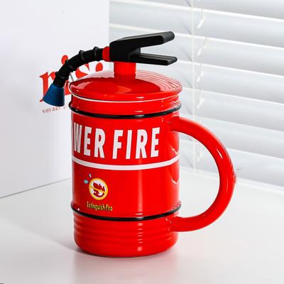 Yousheng keramický hrnek na kávu 450ml zábavný hasicí přístroj s víkem, ledová čokoláda, mléčný nápoj, hrnek, kreativní dárek pro muže a ženy