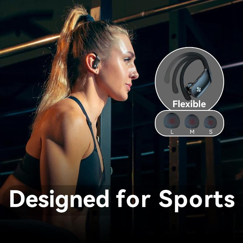 1PACK Wireless earbud-style Bluetooth headphones with LED display, featuring stereo sound effect Suitable for running exercises or fitness activities.