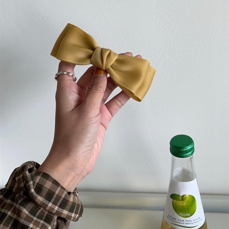 Women Korean Fashion Big Bow Spring Hair Clips Elegant Headwear for Girls Black Pink Hair Pin Simple Barrettes Hair Accessories