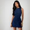 Denim dress magic spinning autumn three color long zipper European and American JEANS autumn solid color thin