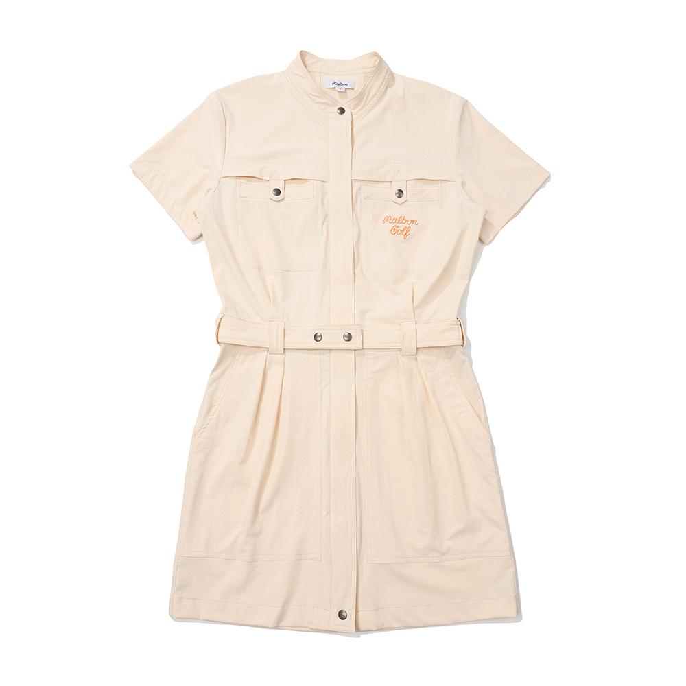 MALBON GOLF Resort Mood Belted Dress Cream (Woman)