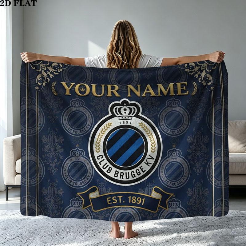 1PC Club Brugge KV Custom Name Patterned Flannel Blanket Suitable For All Seasons for Home Decor Warmth and Comfort Gifts Holiday Present