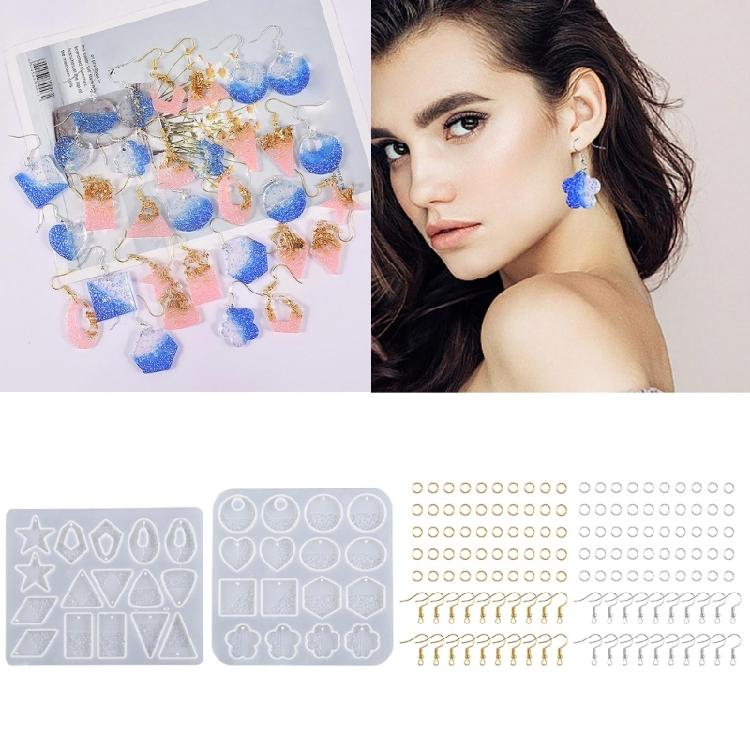 Diy Geometry-shaped Earrings Mould Crystal Epoxy Water Wave Silicone Mould