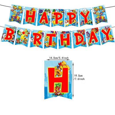 Superthings Temalı Parti Malzemeleri İçin 30 Adet Afiş, Kek Süsü ve Balon Seti