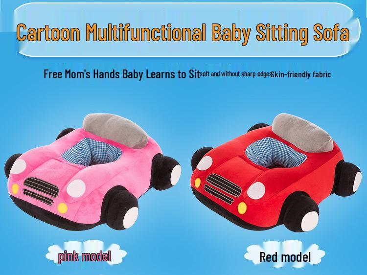 Children's Cartoon Car Plush Sofa Chair - Anti-Fall Learning Seat & Toy for Birthday Gift