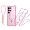 For Samsung S25 ULTRA Magnetic Transparent Three-in-one Mobile Phone Case with Strap