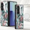 Vintage Sardine Stripes Print Case For Samsung Galaxy Z Fold 8 7 6 5 Z Fold8 Fold7 Fold6 Hybrid Leather Skin Hard PC Folding Phone Cover