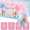 Capoda 3 Pcs Bear Baby Shower Tablecloths Gender Reveal Table Covers Rectangle Plastic Bear Table Cloths for Baby Shower Gender Reveal Party