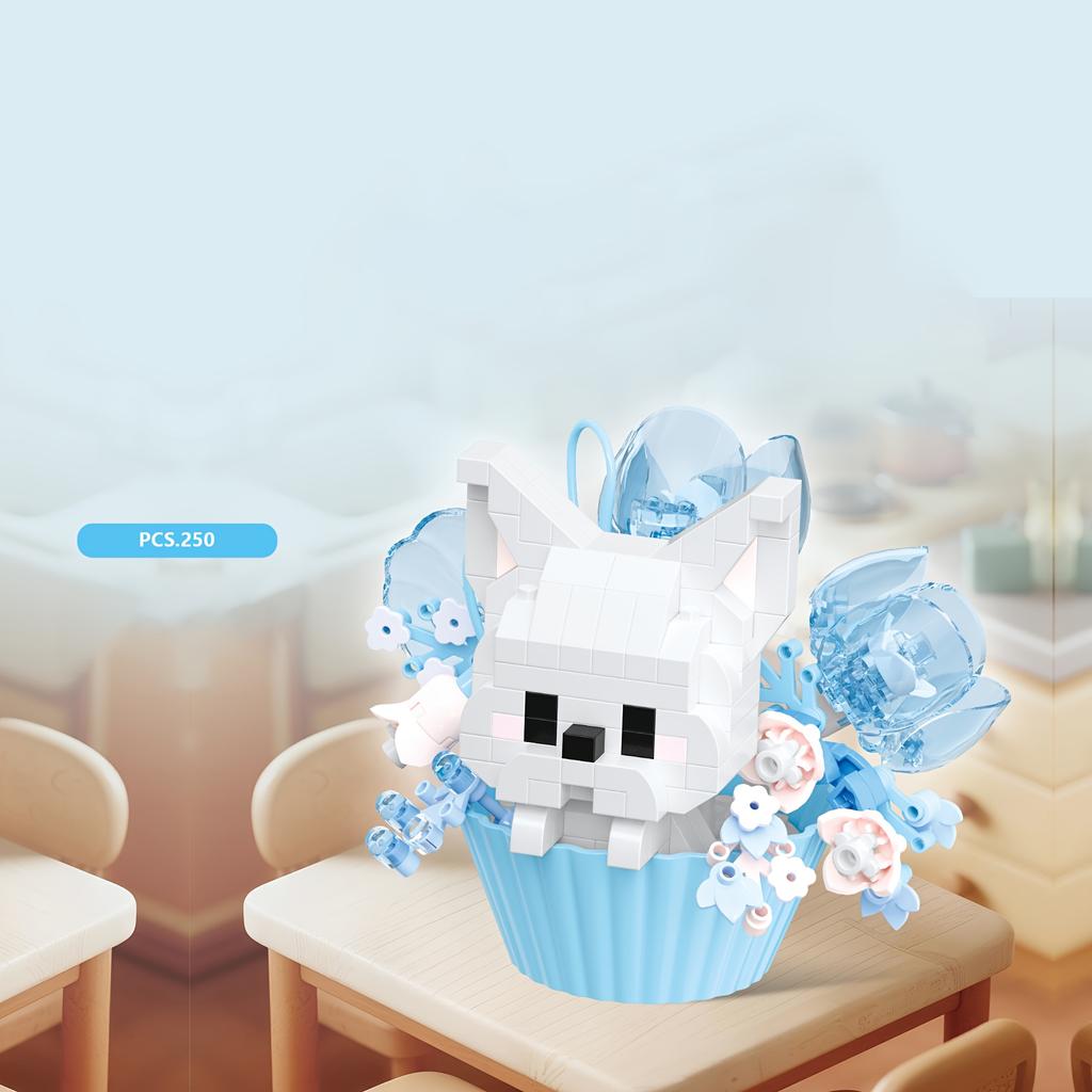 Building block small animals flower pot series tabletop ornaments decoration Christmas Halloween gifts