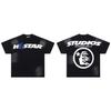 Men Women Hellstar Studios Cartoon Logo Tee Retro Washed Distressed Hip Hop Oversized Cotton T‑shirt