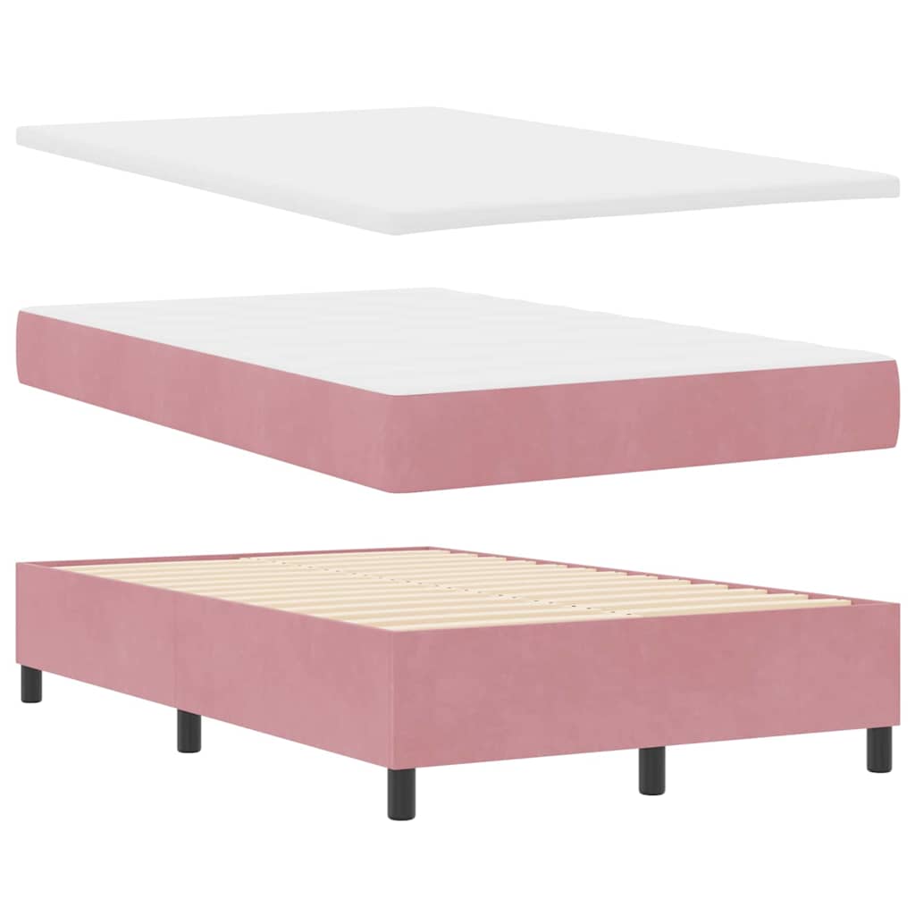 Box Spring Bed with Mattress and Headboard Pink 120 x 190 cm Velvet