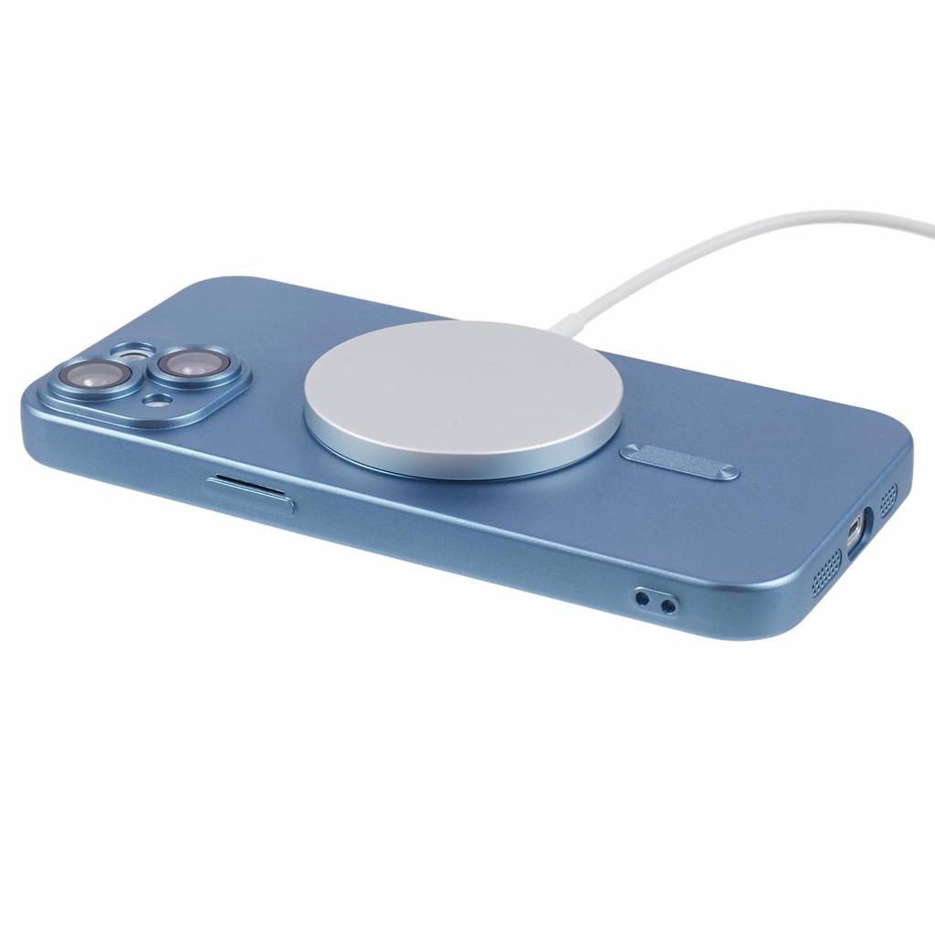 IPhone 14-ისთვის რეზინის TPU ქეისი, თავსებადი MagSafe-თან, თხელი ტელეფონის ქეისი ლინზის ფირით