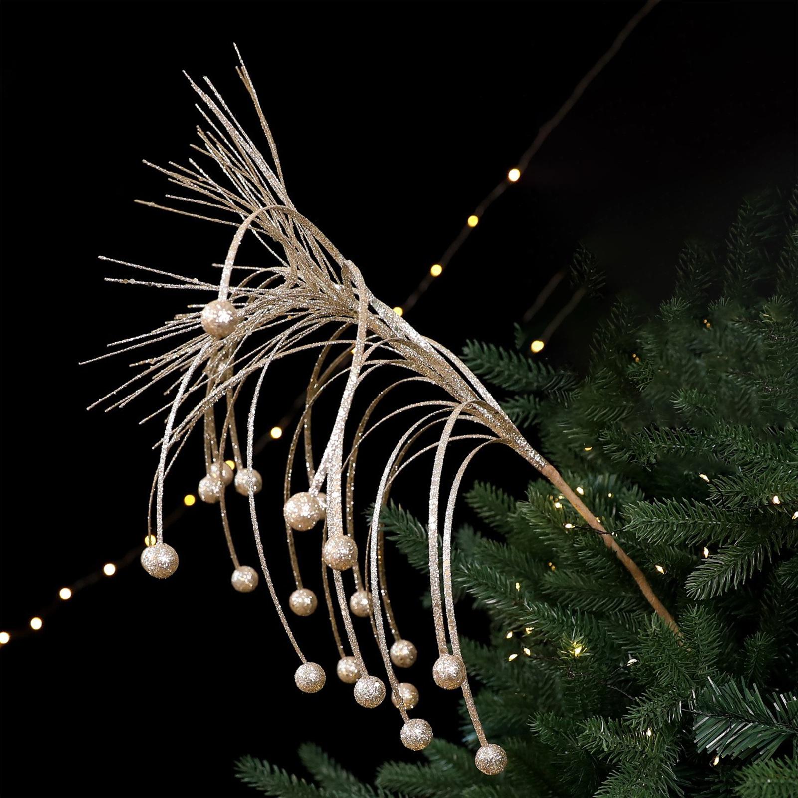 

Большие ветки рождественской ели, украшения для рождественского венка, елочные игрушки, искусственные блестящие ветки. One Size