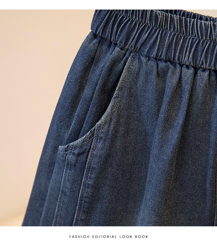 Women's Summer Retro Denim Shorts - Loose Fit, Plus Size, Slimming, Elastic Waist, Wide Leg Design