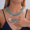 2025 Summer Bohemian Turquoise Pearl Necklace & Earring Set