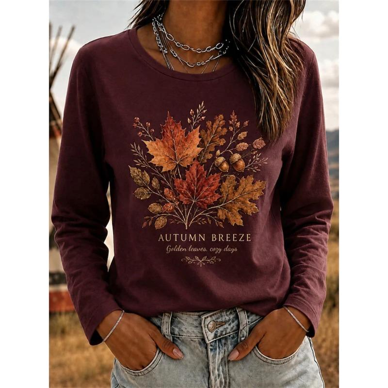 Autumn and Winter Ladies 3D Printed Crew Neck Long Sleeve T-Shirt Halloween Wear