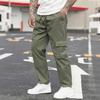Men's Loose Casual Multi-pocket Work Pants, Youth Stretch Waist Drawstring  Pants