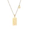 Vintage Geometric 12 Constellations Square Pendant Necklace Fashion Gold Color Metal Collar Charm Necklace Jewelry 2024 New