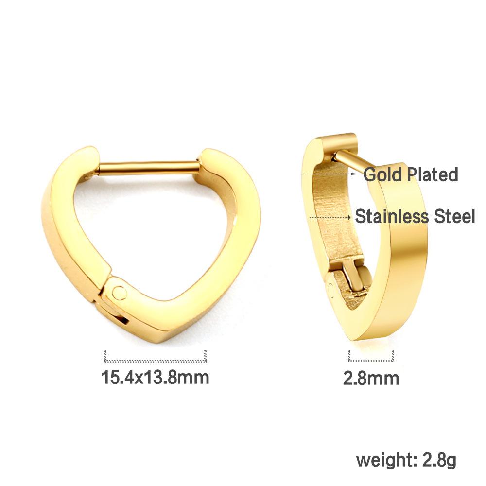 Plain Ring Ear Buckle Heart Geometric Metal Star Earrings Oval Earrings Stainless Steel Earrings