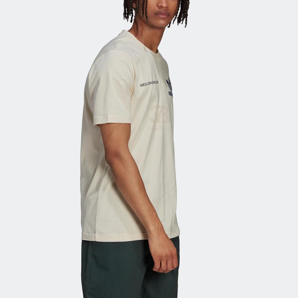 Adidas Originals Trebfoil Logo Print Crew Neck Short Sleeve T-Shirt Men Tops Off-White HL9277