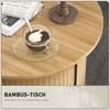 Side Table, Round, with Storage, Sliding Door, Bamboo, Ø60 x 45 cm, Load Capacity up to 20 kg