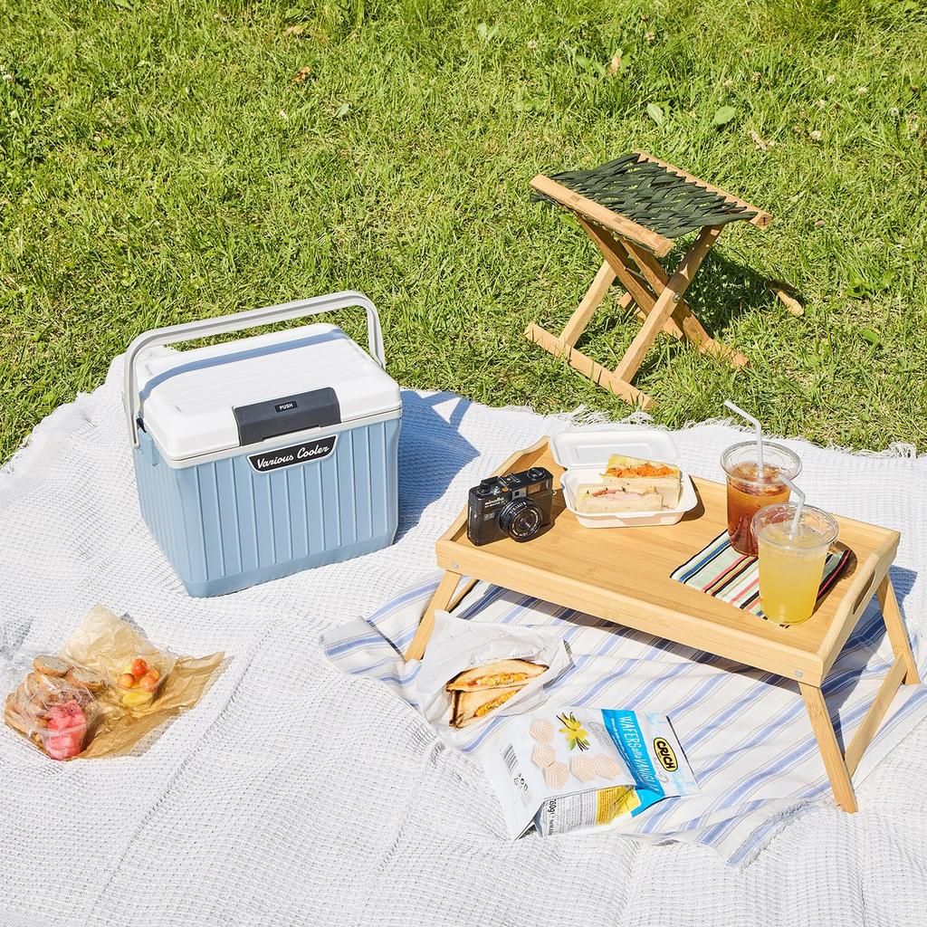 Sanka Belia Cooler - High-performance Insulation, One-push Open Type Cooler Box, 9L, Small, Blue-gray. Hard-type Cooler with High Cooling Power. Remov