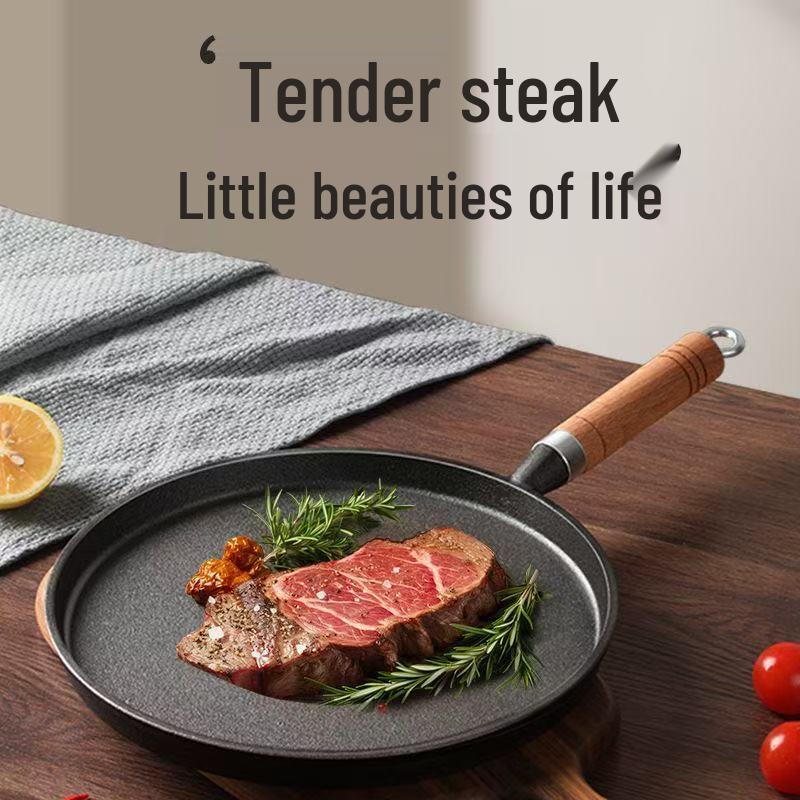 Thickened Non-Stick Cast Iron Flat-Bottom Pan for Pancakes, Pizza, Jianbing, and More.