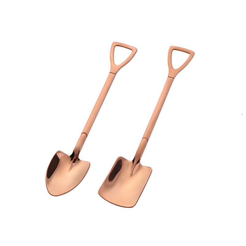 2pcs Shovel Spoons Stainless Steel TeaSpoons Creative Coffee Spoon For Ice cream Dessert Scoop Tableware Cutlery set