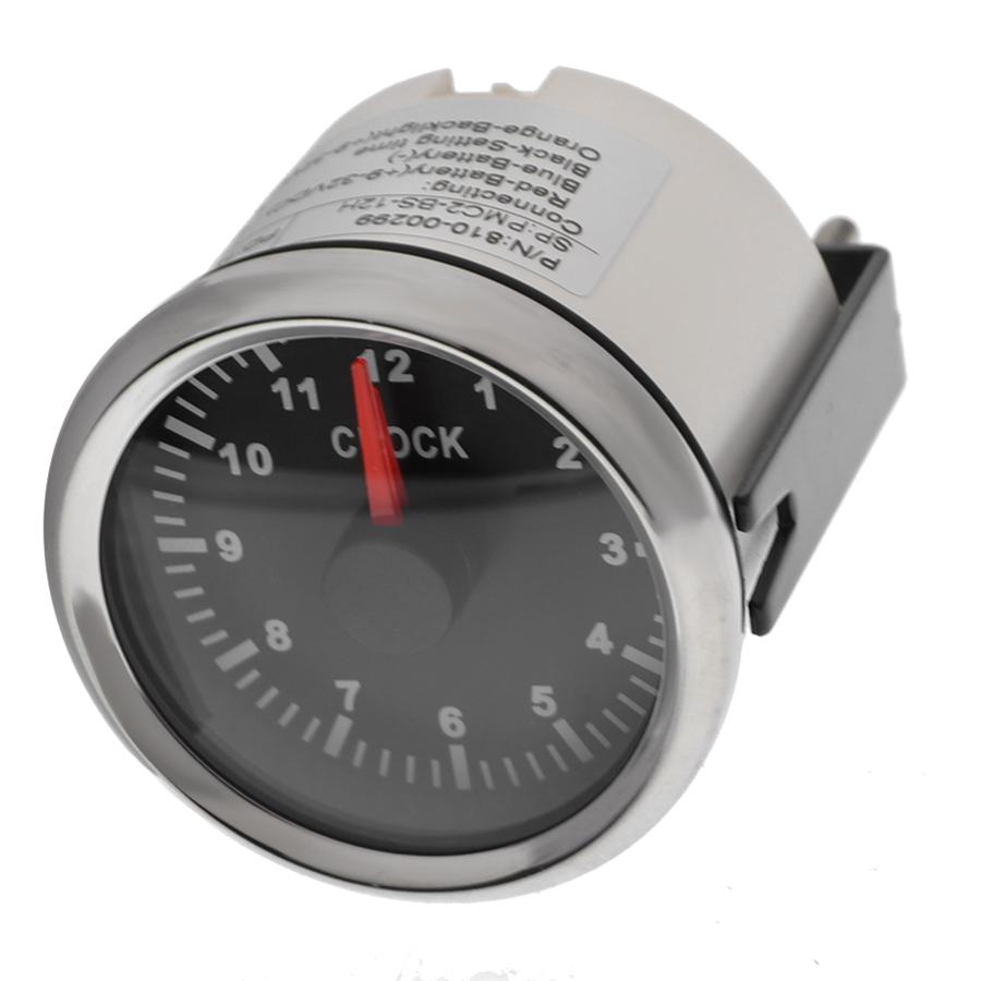2"/52mm Clock Gauge 12 Hours Format Clock Meter Red Backlight For Car Boat Yacht